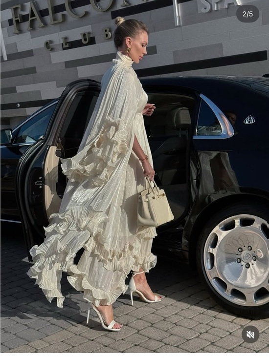 Dresses & Skirts - MissChic Ivory Satin Ruffle Cape Dress